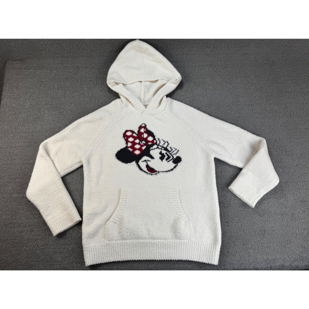 Barefoot Dreams Disney Minnie Mouse CozyChic Knit Hoodie White Medium Lounge